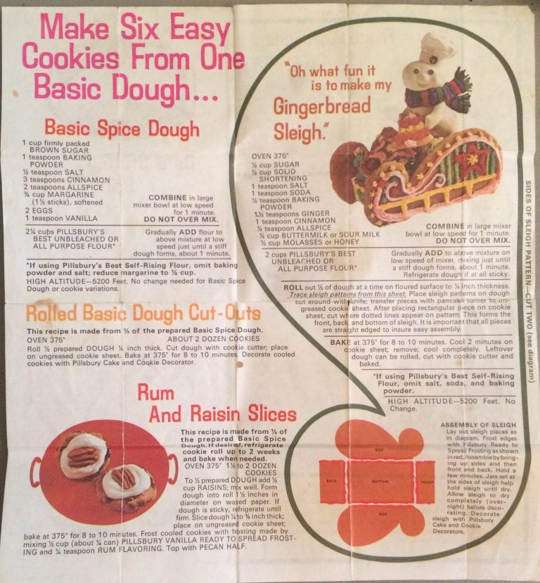 Vintage Cookies: Pillsbury Gingerbread Sleigh and Cookies Flyer from the 1970s